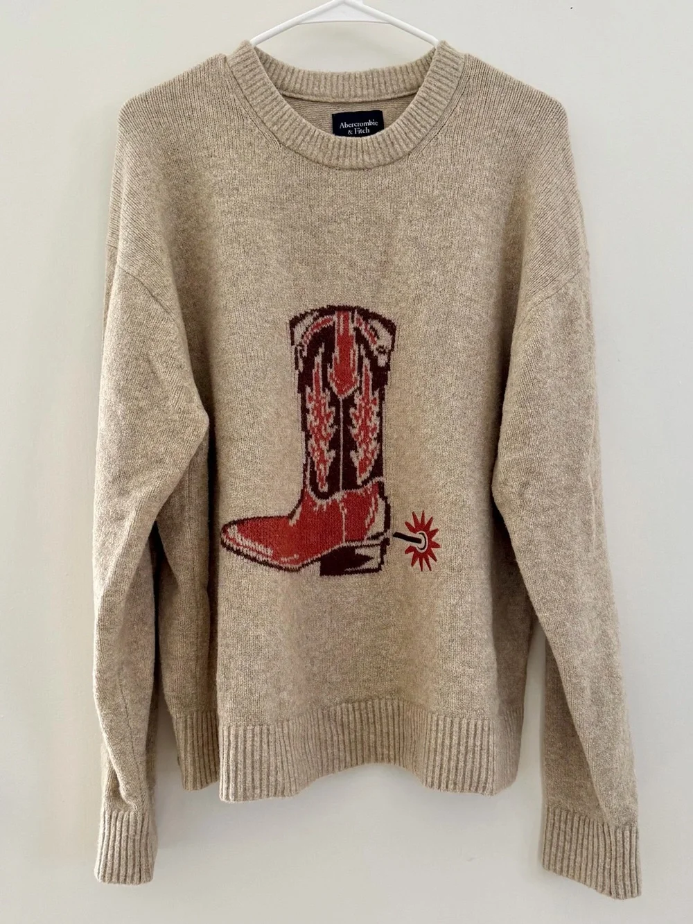 Oversized Western Graphic Crew Sweater